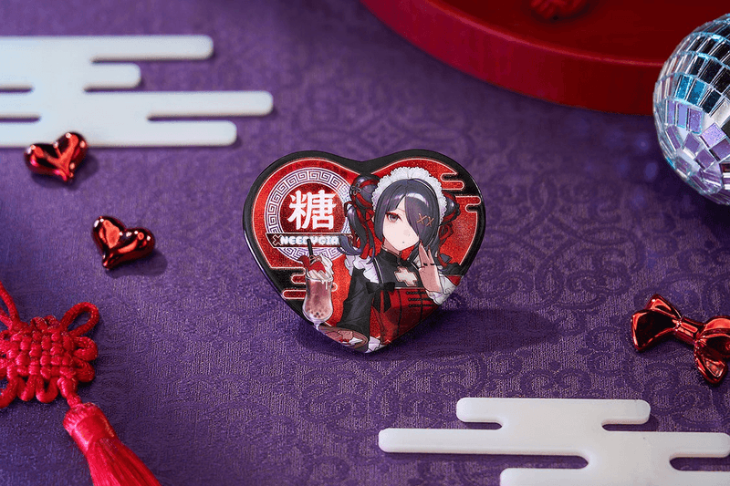 [PREORDER] Needy Streamer Chinese Restaurant Series Heart-Shaped Pinback Button Ame (Summer 2027)