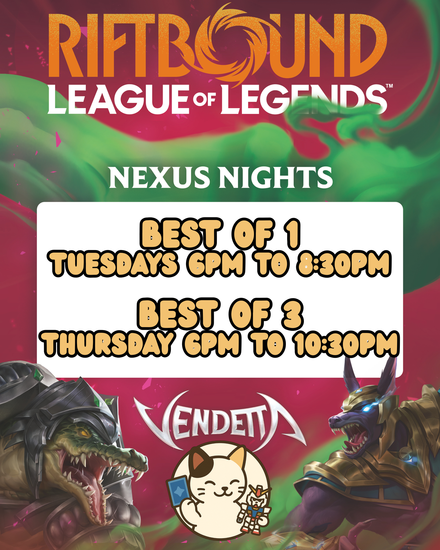 Riftbound- Thursday Nexus Nights at 6pm (Best of 3s)